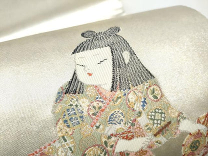 平和屋着物●西陣 長嶋成織物 ながしま帯 加賀友禅の巨匠 初代 由水十久 太鼓柄袋帯 隆達小歌 泥銀錦 正絹 逸品 CABE0344hy