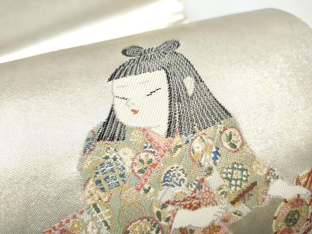 平和屋着物●西陣 長嶋成織物 ながしま帯 加賀友禅の巨匠 初代 由水十久 太鼓柄袋帯 隆達小歌 泥銀錦 正絹 逸品 CABE0344hy