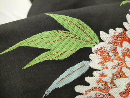 平和屋着物●九寸名古屋帯　唐織　牡丹　金糸　正絹　逸品　CABE0349hy