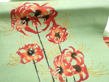 平和屋着物●九寸名古屋帯　紬地　型染め　枝花文　正絹　逸品　CABE0365hy