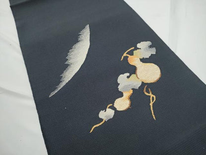 平和屋着物●西陣　織工房平井謹製　八寸名古屋帯　作家物　すくい織　瓢箪　金糸　証紙付き　正絹　逸品　CABE0374hy