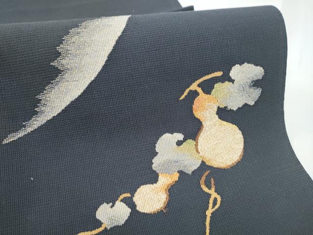 平和屋着物●西陣　織工房平井謹製　八寸名古屋帯　作家物　すくい織　瓢箪　金糸　証紙付き　正絹　逸品　CABE0374hy