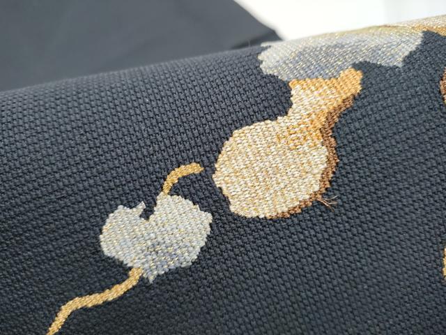 平和屋着物●西陣　織工房平井謹製　八寸名古屋帯　作家物　すくい織　瓢箪　金糸　証紙付き　正絹　逸品　CABE0374hy