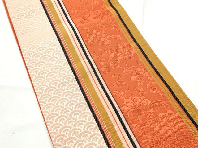 平和屋着物●本場筑前博多織　半幅帯　花唐草文　証紙付き　正絹　逸品　CABE0377hy