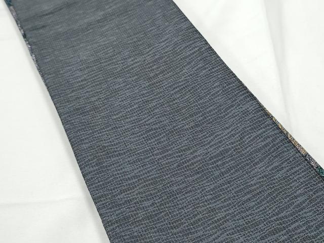 平和屋着物●両面　半幅帯　笹竹文　梨花　金糸　正絹　逸品　CABE0383hy
