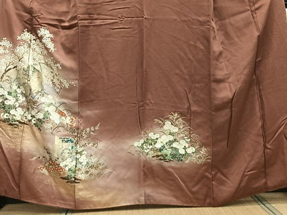 平和屋着物■訪問着　御所車花文　暈し染め　金彩　正絹　逸品　CABE0405xi