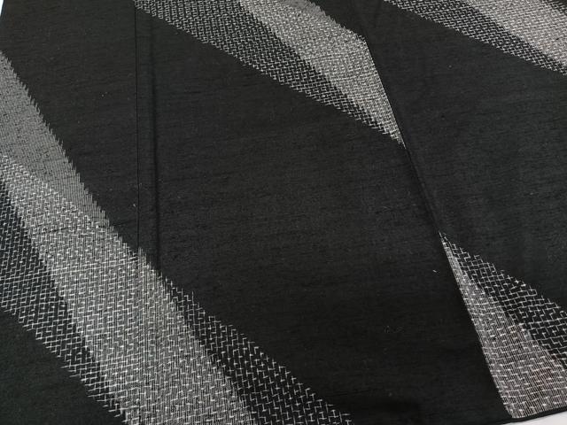 平和屋着物■上質な紬 斜線文 黒地 正絹 逸品 CABE0410xi