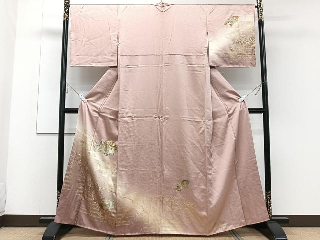 平和屋着物■訪問着　地紙花文　暈し染め　金彩　正絹　逸品　CABE0411xi