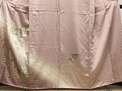 平和屋着物■訪問着　地紙花文　暈し染め　金彩　正絹　逸品　CABE0411xi