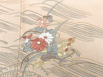 平和屋着物■訪問着　刺繍　立波花筏　金彩　正絹　逸品　CABE0412xi