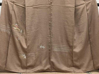 平和屋着物■訪問着　駒刺繍　籬草花文　銀彩　正絹　逸品　CABE0413xi