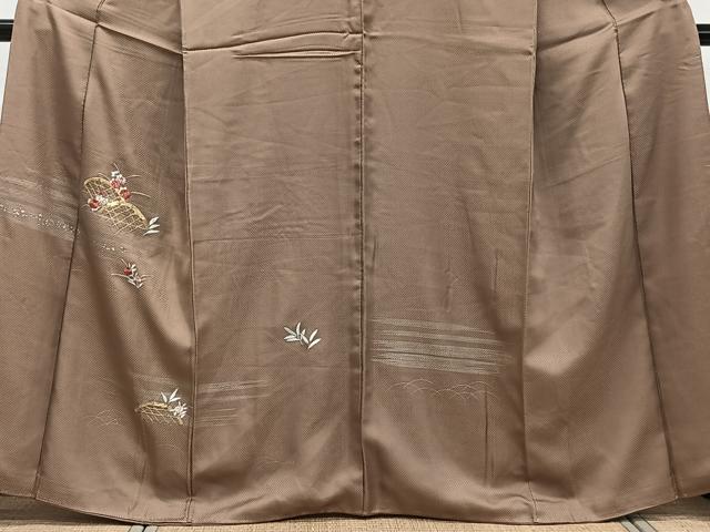 平和屋着物■訪問着　駒刺繍　籬草花文　銀彩　正絹　逸品　CABE0413xi