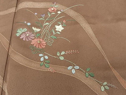 平和屋着物■訪問着　刺繍　鬘帯草花文　金彩　正絹　逸品　CABE0416xi