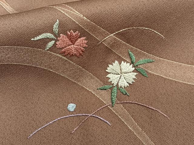 平和屋着物■訪問着　刺繍　鬘帯草花文　金彩　正絹　逸品　CABE0416xi