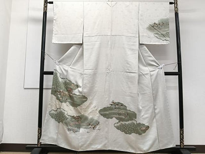 平和屋着物■訪問着　絞り　刺繍　流水松文　金彩　正絹　逸品　未使用　CABE0419xi