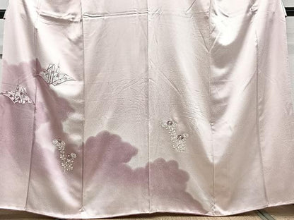 平和屋着物■訪問着　刺繍　雲取り折鶴花文　正絹　逸品　CABE0441xi
