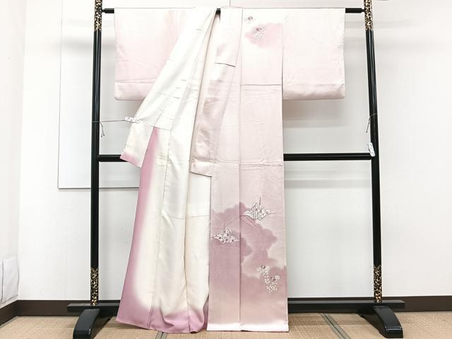 平和屋着物■訪問着　刺繍　雲取り折鶴花文　正絹　逸品　CABE0441xi