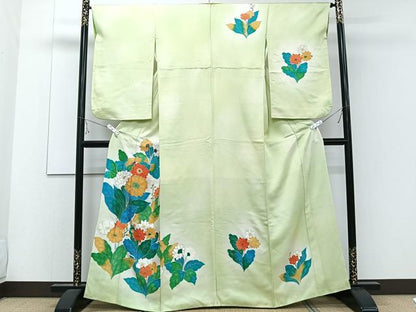 平和屋着物■訪問着　草花文　金彩　正絹　逸品　CABE0443xi