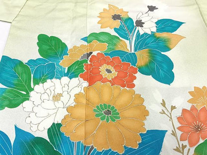 平和屋着物■訪問着　草花文　金彩　正絹　逸品　CABE0443xi