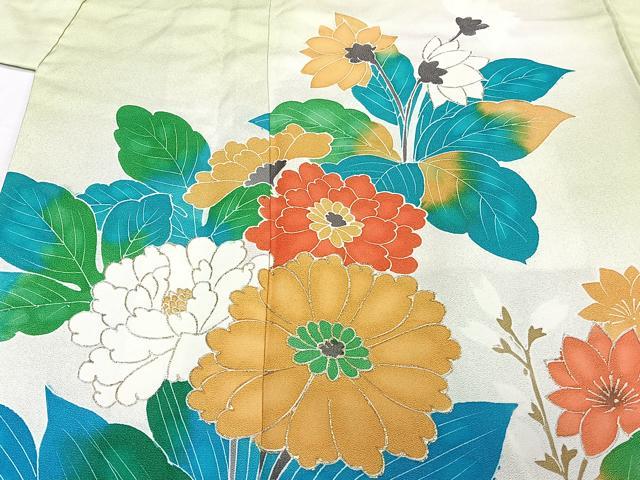 平和屋着物■訪問着　草花文　金彩　正絹　逸品　CABE0443xi
