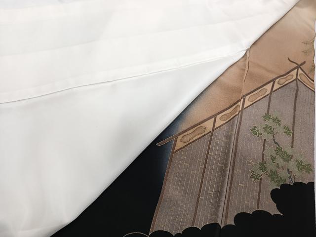 平和屋着物■豪華黒留袖 枝垂れ枝松文 暈し染め 金彩 正絹 逸品 CABE0450xi
