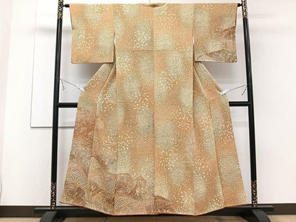 平和屋着物■訪問着　枝花文　たたき染め　鬼しぼ縮緬　正絹　逸品　CABE0451xi