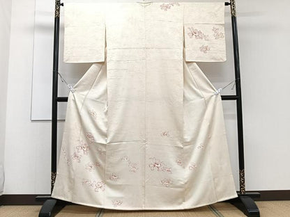 平和屋着物■訪問着　舞花文　地紋お越し　正絹　逸品　CABE0454xi