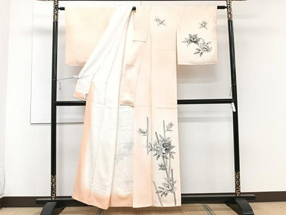 平和屋着物■訪問着　手描き　枝花文　金彩　正絹　逸品　CABE0463xi