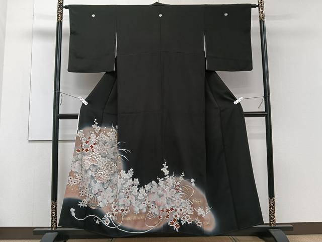 平和屋着物■豪華黒留袖 刺繍 花車文 金銀彩 正絹 逸品 CABE0465xi