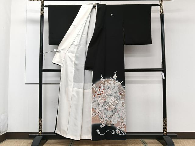 平和屋着物■豪華黒留袖 刺繍 花車文 金銀彩 正絹 逸品 CABE0465xi