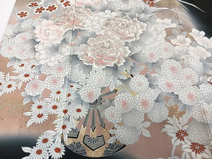 平和屋着物■豪華黒留袖 刺繍 花車文 金銀彩 正絹 逸品 CABE0465xi