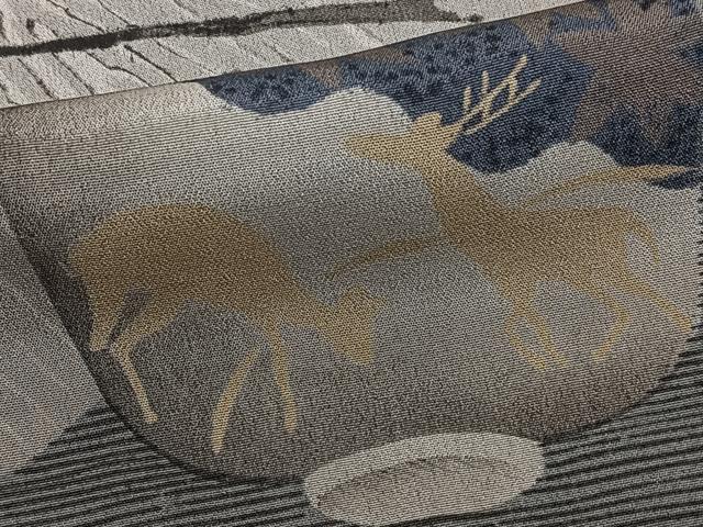 平和屋着物■男性 長襦袢 袷 陶器動物風景文 松竹梅 正絹 逸品 CABE0491xi