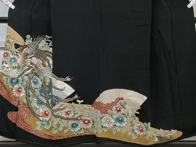 平和屋着物■豪華黒留袖　刺繍　鳳凰花文　金彩　正絹　逸品　CABE0523xi