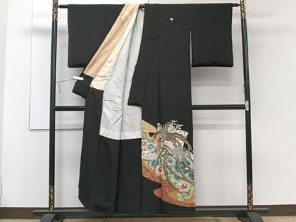 平和屋着物■豪華黒留袖　刺繍　鳳凰花文　金彩　正絹　逸品　CABE0523xi