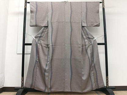 平和屋着物■上質な小紋 よろけ縞 正絹 逸品 CABE0579xi