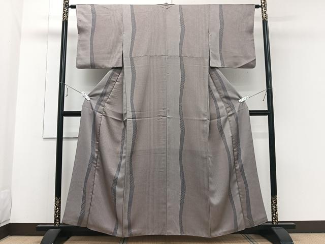 平和屋着物■上質な小紋 よろけ縞 正絹 逸品 CABE0579xi