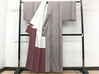 平和屋着物■上質な小紋 よろけ縞 正絹 逸品 CABE0579xi