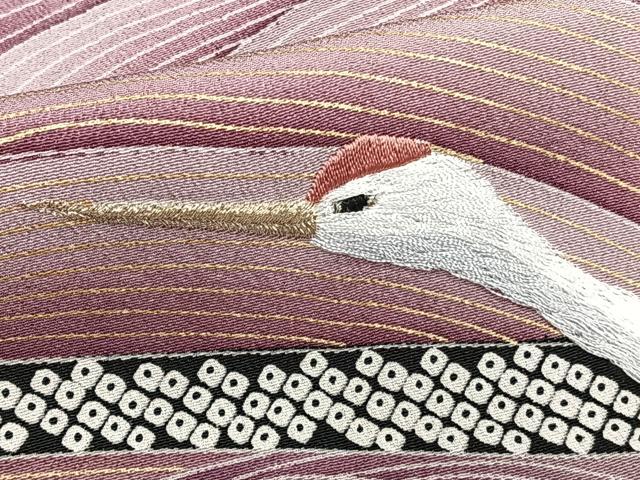 平和屋着物■豪華黒留袖　刺繍　立波飛鶴文　金彩　正絹　逸品　CABE0592xi