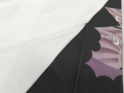 平和屋着物■豪華黒留袖　刺繍　立波飛鶴文　金彩　正絹　逸品　CABE0592xi