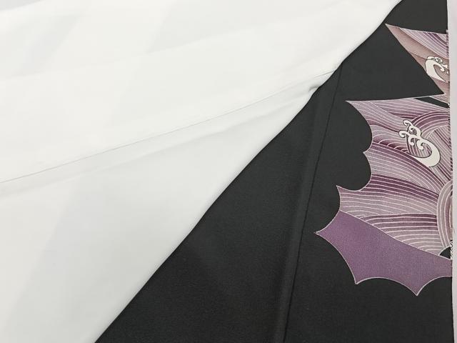 平和屋着物■豪華黒留袖　刺繍　立波飛鶴文　金彩　正絹　逸品　CABE0592xi