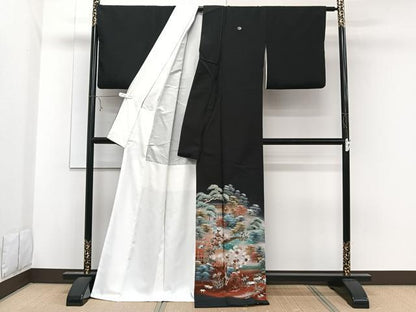 平和屋着物■豪華黒留袖　作家物　風景文　暈し染め　金銀彩　正絹　逸品　CABE0594xi