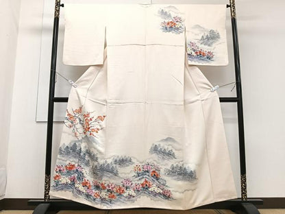 平和屋着物■訪問着 手描き 遠山枝梅風景文 正絹 逸品 CABE0596xi