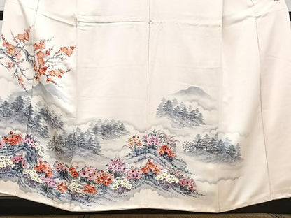 平和屋着物■訪問着 手描き 遠山枝梅風景文 正絹 逸品 CABE0596xi