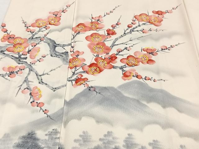 平和屋着物■訪問着 手描き 遠山枝梅風景文 正絹 逸品 CABE0596xi