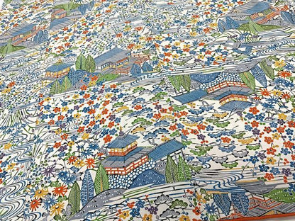 平和屋着物■上質な小紋 型染め 流水風景文 松竹梅 正絹 逸品 CABE0601xi