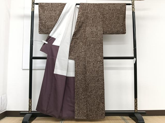 平和屋着物■上質な小紋 切嵌草花文 正絹 逸品 CABE0603xi