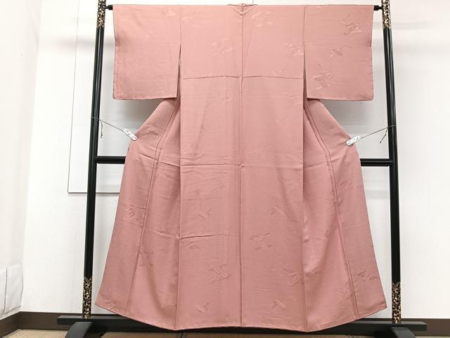 平和屋着物■上質な色無地 長箱花地紋 真赭色 正絹 逸品 未使用 CABE0611xi
