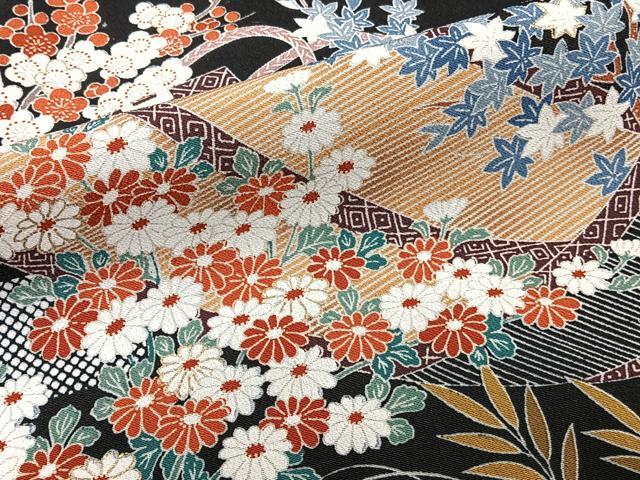 平和屋着物■豪華黒留袖 風景花文 金彩 正絹 逸品 CABE0615xi