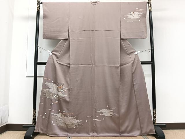 平和屋着物■訪問着 絞り 刺繍 籬草花文 金彩 正絹 逸品 CABE0639xi