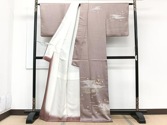 平和屋着物■訪問着 絞り 刺繍 籬草花文 金彩 正絹 逸品 CABE0639xi
